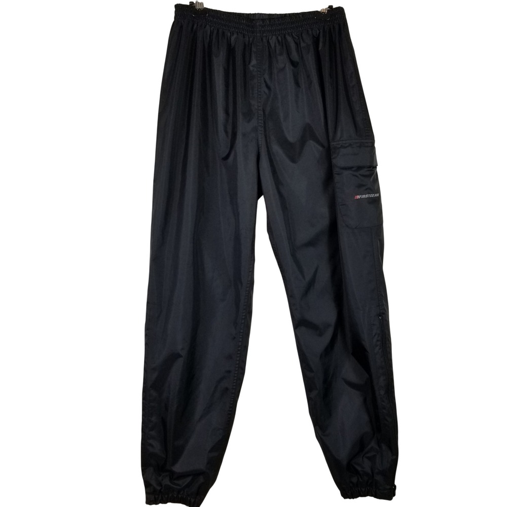 Firstgear Motorcycle Rain Pants‎ Mens XL Black PU Coated Nylon Riding Gear